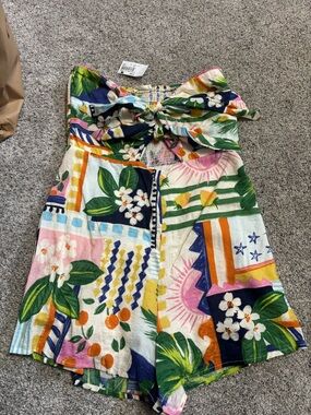 Girls Floral Patchwork Strapless Romper - Multicolor